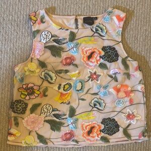 Embroidered Floral Tank Top - Multicolor